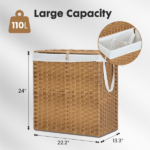 110L Laundry Hamper with Lid, Laundry Basket with Removable Liner for Bathroom Bedroom (Shipment from Walmart) - Image 3
