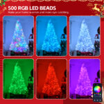 7 FT Pre-lit Artificial Christmas Tree, APP Controlled Xmas Tree Hinged Branches with 400 RGB Lights and 1150 Branch Tips, for Holiday Party Store Office Home, White - Image 5