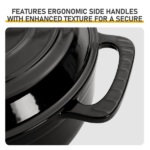 Cast iron 7.5QT cooking pot - Pure black - includes two silicone gloves - Enamel pot - Image 4