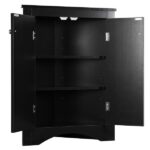 Black Triangle Bathroom Storage Cabinet with Adjustable Shelves, Freestanding Floor Cabinet for Home Kitchen - Image 4