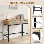 35.5" Narrow Console Table with LED Lights & Power Station, 3-Drawer Entryway Sofa Table with Charging Ports - Image 7