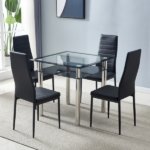 4pcs Elegant Assembled Stripping Texture High Backrest Dining Chairs Black Replace encoding 13028198-18410366 - Image 136