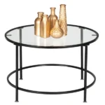 Same Code 13962533 Artisasset 2 Layers 5mm Thick Tempered Glass Countertops Round Wrought Iron Coffee Table Black - Image 13