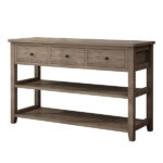 Console Table with Wood Frame and Legs, Sofa Table Entryway Table with 3 Drawers and 2 Open Shelves Wash Gray - Image 3