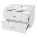 30" Modern Floating Bathroom Vanity with Oval Knobs & Round Edge, Soft-Close Drawer Slides, Bathroom Cabinet with Ceramic Sink - Image 8