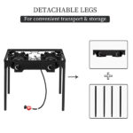 Outdoor Camp Stove High Pressure Propane Gas Cooker Portable Cast Iron Patio Cooking Burner (Double Burner 150000-BTU) - Image 6