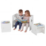 Kids Table and 2 Chairs Set with Chalkboard, Multi-Purpose Toddler Activity Table for Drawing, Eating & Studying - Image 2
