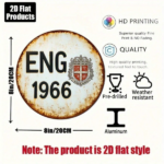 CIFbuy 1pc England 1966 Vintage Football Trophy Wall Plaque, 8-Inch Round Retro English Flag Emblem Aluminum Decor For Man Cave Bar Roo TikTok, TikTok, etro Self-pickup Logiopics - Image 2