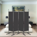 5.74FT 4-Fold Top With Shape 160g Polyester Cloth Plastic Feet Carbon Steel Frame Foldable Screen Black - Image 10