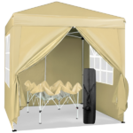 6.5X6.5FT Two Doors & Two Windows Practical Waterproof Right-Angle Folding Tent Khaki Color - Image 5