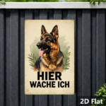 CIFbuy Vintage German Shepherd Metal Sign HIER WACHE ICH Retro Dog Wall Art Classic Animal Illustration 2D Flat Home Decor 1pc TikTok, TikTok, c Self-pickup Logiopics - Image 7