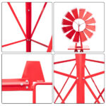8FT Weather Resistant Yard Garden Windmill Red - Image 23