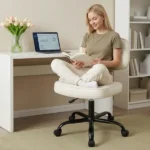 Ergonomic PU Leather Desk Chair, Armless Rolling Chair with Thickened Cushion for Small Spaces,white(Shipment from Walmart)