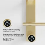 Brushed Gold Heated Towel Rack for Bathroom,Wall Mounted with Intelligent Touch Screen Timer, 4-Bar Towel Warmer, 304 Stainless Steel Polished, Plug-in/Hard-Wired[Unable ship on weekends, TK/TEMU only for pickup, only TX10643 warehouse supports GOFO] - Image 7