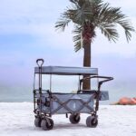 Collapsible Wagon Heavy Duty Folding Wagon Cart with Removable Canopy, 4" Wide Large All Terrain Wheels, Brake, Adjustable Handles,Cooler Bag Utility Carts for Outdoor Garden Wagons Carts Beach Cart - Image 7