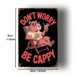 CIFbuy 1pc 2D Flat Metal Sign Don't Worry Be Cappy Farmhouse Wall Decor 8x12in Cute Illustration Home Garden Bathroom Room Art 20x30cm TikTok, TikTok, Self-pickup Logiopics - Image 2