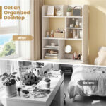 23.5×9×31.5 Inch Vertical Desktop Storage Shelf Sturdy MDF Desk Hutch for Books Decor - Image 10