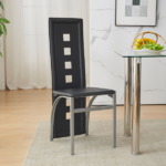 Same Code 02878244 5 Pieces Dining Table Set for 4, Kitchen Room Tempered Glass Dining Table, 4 Chairs, Black Table legs are silvery - Image 24