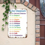 CIFbuy 1pc Rainbow Rules Tin Sign, 2D Flat Metal Plaque, Classroom Wall Art, Teacher Appreciation Gift, Art, Teacher Appreciation Gift, Funny O Sign, ikTok, Sign, ikTok, Wall Art, Teacher Appreciation Gift Self-, ckup Logiopy O - Image 5