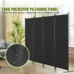 4 Panel Room Dividers, Foldable Privacy Screens, Cloth Segregation Panels for Workspace, Bedroom, Meal Space, Study Area, Black (Shipment from Walmart) - Image 4