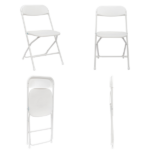 6pcs Injection Molding Classic Garden Plastic Folding Chair White - Image 6