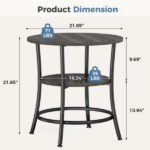2-Tier Round Side Table Space-Saving End Table for Small Living Room & Bedroom Wood Grain Gray - Image 2