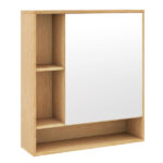 2 in 1 Mirrored Bathroom Wall Cabinet, Space-Saving Medicine Cabinet with Hidden Storage & Shelves - Natural - Image 3