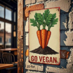 CIFbuy Vintage Carrot GO VEGAN Metal Wall Sign, Rustic Distressed Iron Decor, 8x12 Inch Handcrafted Antique Look, 2D Flat Slogan Plaque TikTok, TikTok, aque Self-pickup Logiopics - Image 5