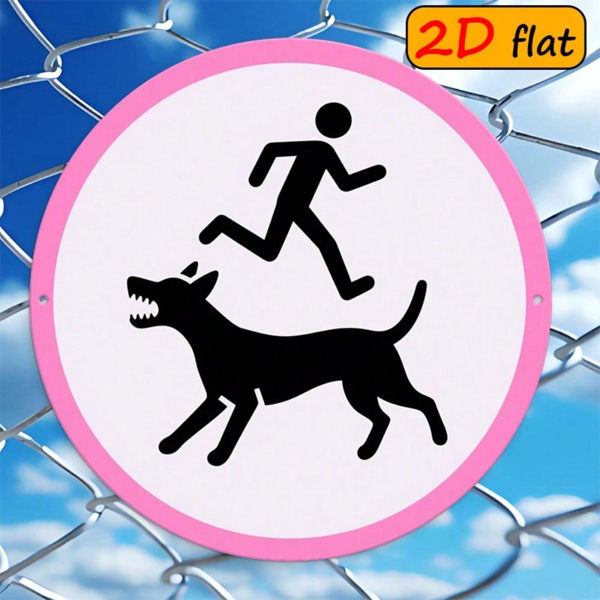 ad20f051-7503-445a-929d-7e6d38062839.png CIFbuy 2D Flat Round Aluminum Sign, "" Round Aluminum Sign, Sign, Snarling Dog & Running Figure Outdoor Plaque TikTok, Temu Self-pickup Logiaqics - Image 1
