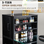 Black relief particle board tempered glass 141*50*112cm three doors and two drawers fanless nail table - Image 8