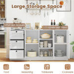 White Buffet Sideboard Cabinet, 3 Drawers & 3 Shutter Door Cabinets, Abundant Storage Space - Image 10