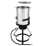 13*32inch Four-Piece Set, Black Round Iron Stove Frame, Silver Aluminum 30qt Turkey Pot 10qt Fish Pot, Gas Fryer - Image 9