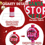 Lighted STOP Sign Christmas Yard Decorations, Pre-lit Road Sign SANTA STOP HERE with 70 LED White Lights and Stakes for Xmas Outdoor Holiday Indoor Decor Lighted Holiday Displays - Image 6