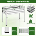 44" Elevated Raised Garden Bed with Drainage Holes, 32" Ergonomic Height Metal Planter - Silver - Image 6