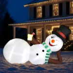 9.8 FT Lighted Christmas Inflatable Decoration, Large Inflatable Lying Snowman, Funny Blow Up Yard Decorations with Built-in LED Lights for Holiday Party Front Yard Lawn Garden Decor - Image 9
