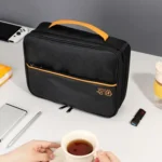 Beige large capacity stitched fluffy shoulder bag, waterproof portable luggage tote bag, multi zipper pocket design, sports and fitness travel handbag - Image 14