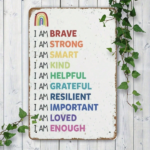 CIFbuy 1pc Positive Affirmations Rainbow Tin Sign, Brave Motivational Poster For Kids Self Esteem, Esteem, Unframed Wall Art Decor 20x3 ikTok, ikTok, ds Self Esteem Self-e ckup Logiop0x3er For - Image 7