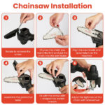 3-in-1 Cordless Electric Pole Saw & Mini Chainsaw & Grass Trimmer Kit with Adjustable Length 2Pcs 21V 1500mAh Batteries 4in/6in Chains Saw Rotatable Head, Safety Switch + Gloves/Goggle for Yard/Garden - Image 13