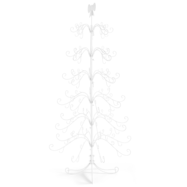 6ft White PVC Metal Artificial Christmas Tree with Bow Topper, No Extra Ornaments, Daily Decor Tree