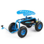 Rolling Garden Work Seat with Wheels, Gardening Stool for Planting, Garden Scooter with 360 Degree Swivel Seat & Steering Handle & Tool Tray, Blue - Image 5