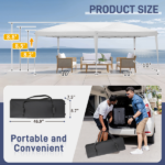 10'x20' Instant Pop Up Canopy Tent White, 6 Side Panels 2 Doors 4 Mesh Windows, 28/22mm Powder Coated Steel Frame, 10x20mm Crossbar, 210D Oxford Outdoor Folding Tent with Carry Bag, No Sandbags - Image 10