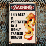 CIFbuy Vintage Dragon Warning Metal Sign, Rustproof UV Resistant" Iron Art Plaque, 2D Flat Unframed Home Decor, Unframed Home Decor, Funny Fantasy Wall Art ikTok, ikTok, t Self-pickup Logiopics - Image 3