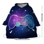 Gaming Wearable Blanket Modern Sweatshirt for Boys, Colorful Gamepad Blanket Hoodie with Sherpa - Image 9