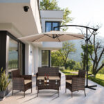 2pcs Arm Chairs 1pc Love Seat & Tempered Glass Coffee Table Rattan Sofa Set Brown Gradient SAME AS 45313116