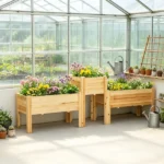 Set of 3 Natural Wooden Elevated Planter Boxes with Legs & Liner for Vegetables, Herbs & Flowers - Image 6