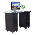 Double Edged Manicure Nail Table with Drawer Black - Image 29