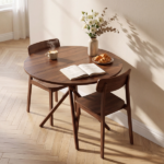 37.4 Inch Round Dining Table for 4-6 People, Cross X Metal Leg Kitchen Dinner Table with Adjustable Foot Pads, Easy Assembly Small Space Dining Room Table, Walnut - Image 8