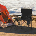 Oversized Foldable Camping Chair with Side Table & Cup Holder, 330 LBS Capacity for Outdoor Use-Black - Image 7