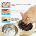 Anti slip base double cat food bowl, white stainless steel food and water bowl, easy to clean and detachable design, cat and dog pet feeder - Image 5