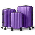 ABS Trolley Case 20in 24in 28in 3PCS Suitcase Set Vertical Striped Frosted Case Suitcase Purple - Image 13